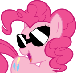 Size: 1436x1344 | Tagged: safe, artist:ra1nb0wk1tty, pinkie pie, earth pony, pony, g4, female, mare, open mouth, solo, sunglasses