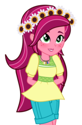 Size: 709x1074 | Tagged: artist needed, source needed, safe, gloriosa daisy, equestria girls, g4, my little pony equestria girls: legend of everfree, .svg available, clothes, female, floral head wreath, flower, magical geodes, shorts, simple background, solo, svg, transparent background, vector