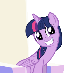 Size: 1199x1365 | Tagged: safe, artist:cyanlightning, derpibooru exclusive, twilight sparkle, alicorn, pony, g4, to where and back again, animated, cute, eye shimmer, female, gif, grin, simple background, sitting, smiling, solo, squee, throne, transparent background, twiabetes, twilight sparkle (alicorn)