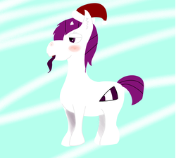 Size: 2000x1800 | Tagged: safe, artist:drewby, oc, oc only, oc:drewby, pony, unicorn, abstract background, hat, lineless, mod pony, santa hat, solo, tongue out