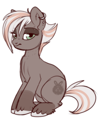 Size: 400x492 | Tagged: safe, artist:lulubell, oc, oc only, oc:dust bunny, earth pony, pony, ear piercing, eyebrow piercing, lidded eyes, piercing, simple background, solo, transparent background