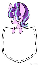 Size: 605x1000 | Tagged: safe, artist:typhwosion, starlight glimmer, pony, unicorn, g4, cute, female, leaning, looking at you, micro, pocket, pocket pony, smiling, smol, solo