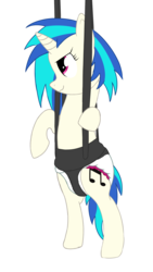 Size: 1080x1920 | Tagged: safe, artist:leadpie, derpibooru exclusive, dj pon-3, vinyl scratch, g4, baby bouncer, diaper, female, non-baby in diaper, simple background, solo, transparent background