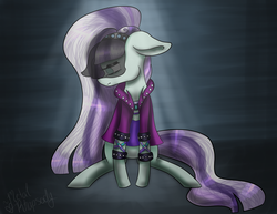 Size: 3850x2975 | Tagged: safe, artist:zombiecupcake101, coloratura, g4, the mane attraction, clothes, countess coloratura, female, high res, sad, signature, sitting, solo, veil