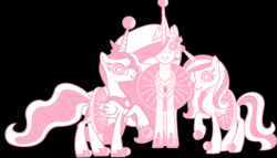 Size: 4000x2292 | Tagged: safe, artist:xxmaskedponyxx, princess cadance, princess celestia, princess luna, g4, ballet, black background, clothes, corrupted, hypnosis, simple background, tutu, tutus