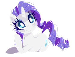 Size: 2789x2150 | Tagged: safe, artist:peachesandcreamated, rarity, pony, unicorn, g4, cute, female, head tilt, high res, looking at you, mare, prone, raribetes, simple background, smiling, solo, transparent background, white pupils