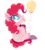 Size: 783x865 | Tagged: safe, artist:peachesandcreamated, pinkie pie, earth pony, pony, g4, balloon, cute, diapinkes, female, happy, mare, simple background, sitting, solo, tongue out, transparent background