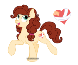 Size: 800x665 | Tagged: safe, artist:thephoebster, oc, oc only, oc:sugar rush, earth pony, pony, cutie mark, female, mare, offspring, parent:cheese sandwich, parent:pinkie pie, parents:cheesepie, pigtails, raised hoof, simple background, solo, transparent background, twintails