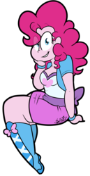 Size: 2337x4545 | Tagged: safe, artist:befishproductions, pinkie pie, equestria girls, g4, boots, bow, bracelet, breasts, clothes, cute, diapinkes, female, high heel boots, high res, jewelry, moe, plump, signature, simple background, sitting, skirt, solo, transparent background