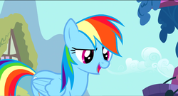 Size: 1360x736 | Tagged: safe, screencap, rainbow dash, pegasus, pony, call of the cutie, g4, dreamworks face, female, mare, open mouth, solo