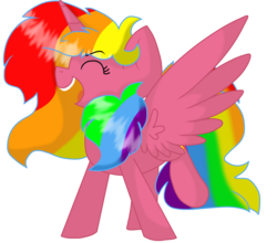 Size: 2100x1850 | Tagged: safe, artist:ashleigharts, oc, oc only, oc:rainbow melody, alicorn, pony, alicorn oc, rainbow hair, simple background, solo, transparent background
