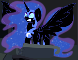 Size: 2500x1950 | Tagged: safe, artist:ashleigharts, nightmare moon, alicorn, pony, g4, angry, female, solo, spread wings