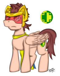 Size: 1596x2024 | Tagged: safe, artist:salamishowdown, oc, oc only, oc:morphius, pony, cape, clothes, cutie mark, helmet, male, request, simple background, solo, stallion, transparent background