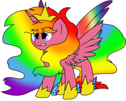 Size: 2300x1850 | Tagged: safe, artist:ashleigharts, oc, oc only, oc:rainbow melody, alicorn, pony, alicorn oc, rainbow hair, simple background, solo, transparent background