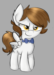 Size: 307x422 | Tagged: safe, artist:pucksterv, oc, oc only, oc:captain caramel, pegasus, pony, bowtie, female, filly, simple background, solo