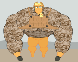 Size: 2000x1600 | Tagged: safe, artist:urkel, derpibooru exclusive, applejack, earth pony, pony, g4, applejacked, camouflage, clothes, female, fetish, headset, mare, marine, military, military uniform, muscle fetish, muscles, overdeveloped muscles, solo, uniform