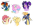 Size: 1024x818 | Tagged: safe, artist:soft-arthropod, oc, oc only, oc:buttercup, oc:cotton sunrise, oc:ginger gold, oc:meteor crash, oc:moonstone, oc:piexie dust, dracony, dragon, hybrid, crack shipping, interspecies offspring, magical lesbian spawn, next generation, offspring, parent:applejack, parent:discord, parent:fizzle, parent:fluttershy, parent:garble, parent:pinkie pie, parent:prince blueblood, parent:princess celestia, parent:princess ember, parent:rainbow dash, parent:rarity, parent:twilight sparkle, parents:bluejack, parents:discodash, parents:emble, parents:pinkielestia, parents:rarilight, shipping