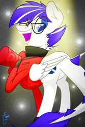Size: 2000x3000 | Tagged: safe, artist:atomic8497, oc, oc only, oc:cryptic, dracony, hybrid, pony, clothes, glasses, hat, heterochromia, high res, male, solo, stallion, top hat
