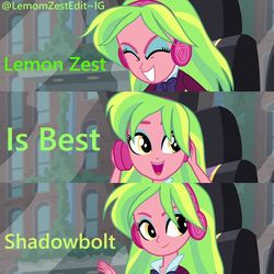 Size: 750x750 | Tagged: safe, edit, edited screencap, screencap, lemon zest, equestria girls, g4, best human, green text, instagram