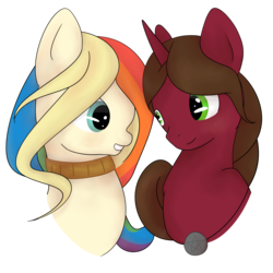 Size: 3000x3000 | Tagged: safe, artist:hirundoarvensis, oc, oc only, oc:paints love, oc:sketchy light, earth pony, pony, unicorn, female, high res, mare, simple background, transparent background
