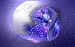 Size: 1900x1200 | Tagged: safe, artist:alithecat1989, princess luna, g4, eyes closed, female, moon, solo, stars