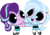 Size: 1421x1000 | Tagged: safe, artist:phucknuckl, starlight glimmer, trixie, pony, unicorn, g4, crossover, duo, female, holding hands, looking at each other, mare, open mouth, powerpuffified, simple background, smiling, the powerpuff girls, transparent background, vector