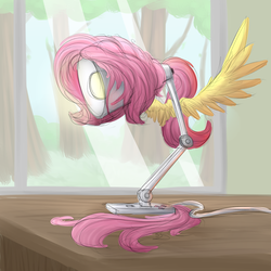 Size: 2000x2000 | Tagged: safe, artist:vanillaghosties, fluttershy, object pony, original species, g4, context is for the weak, female, high res, lamp, ponified, solo, wat