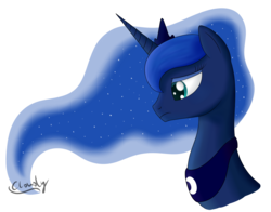 Size: 2300x1800 | Tagged: safe, artist:cloudy95, princess luna, g4, bust, female, portrait, simple background, solo, transparent background