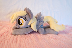 Size: 4912x3264 | Tagged: safe, artist:fafatacle, derpy hooves, pony, g4, absurd resolution, beanie (plushie), irl, photo, plushie, prone, solo