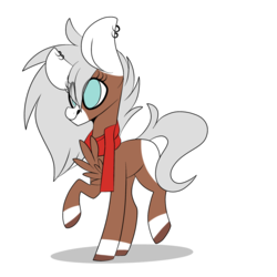 Size: 1024x1024 | Tagged: safe, artist:umiimou, oc, oc only, earth pony, pony, chest fluff, clothes, female, mare, raised hoof, scarf, simple background, solo, transparent background