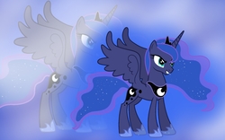 Size: 1280x800 | Tagged: safe, artist:22funday, princess luna, g4, double, female, smiling, solo, vector, wallpaper, zoom layer