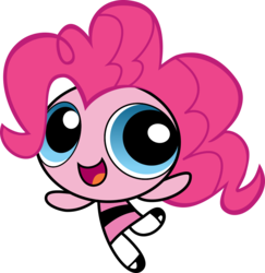 Size: 973x1000 | Tagged: safe, artist:phucknuckl, pinkie pie, g4, female, pink, powerpuffified, simple background, solo, the powerpuff girls, transparent background