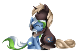 Size: 4258x2780 | Tagged: safe, artist:scarlet-spectrum, oc, oc only, oc:dream, oc:petal, pony, unicorn, commission, cute, eyes closed, female, high res, hug, male, mare, simple background, smiling, stallion, transparent background