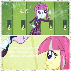Size: 750x750 | Tagged: artist needed, safe, sci-twi, sour sweet, sunny flare, twilight sparkle, equestria girls, g4, instagram