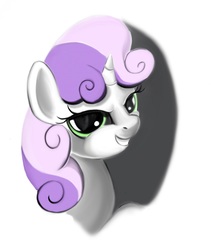 Size: 1276x1515 | Tagged: safe, artist:ponsce, sweetie belle, g4, bust, female, portrait, shadow, simple background, smirk, solo, white background