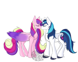 Size: 1024x819 | Tagged: safe, artist:silverkitsune84, princess cadance, shining armor, g4, eyes closed, female, kissing, male, ship:shiningcadance, shipping, simple background, straight, transparent background, watermark