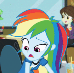 Size: 299x296 | Tagged: safe, screencap, rainbow dash, sophisticata, watermelody, equestria girls, g4, my little pony equestria girls: rainbow rocks, animated, cropped, female, gif, out of context, very out of context