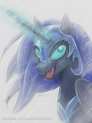 Size: 768x1024 | Tagged: safe, artist:darkfoxx03000, nightmare moon, g4, cute, female, fog, moonabetes, open mouth, solo