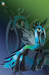 Size: 587x900 | Tagged: dead source, safe, artist:stamayostudio, queen chrysalis, changeling, g4, female, solo