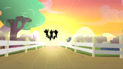 Size: 1366x768 | Tagged: safe, screencap, apple bloom, scootaloo, sweetie belle, pony, flight to the finish, g4, cutie mark crusaders, female, filly, jumping, sunset