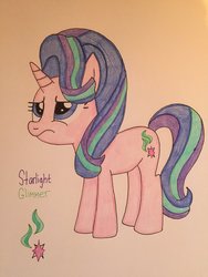 Size: 1024x1365 | Tagged: safe, artist:infernapelover, starlight glimmer, g4, confused, female, solo, traditional art