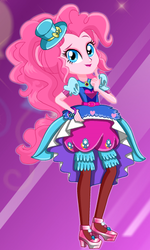 Size: 309x515 | Tagged: safe, artist:glittertiara, pinkie pie, equestria girls, g4, clothes, crystal gala, female, hat, lipstick, musketeer, open mouth, solo, starsue