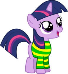Size: 2309x2501 | Tagged: safe, edit, screencap, twilight sparkle, g4, asriel dreemurr, clothes, female, filly, high res, shirt, simple background, solo, transparent background, undertale