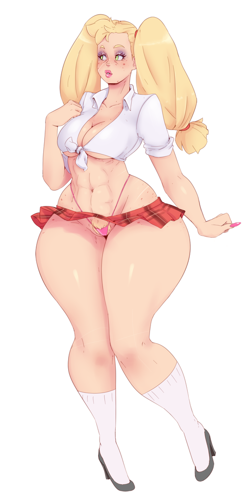 ...busty applejack, cleavage, clothes, female, front knot midriff, high hee...