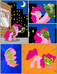 Size: 2550x3300 | Tagged: safe, artist:artbrojohn, pinkie pie, earth pony, pony, g4, comic, commission, crossover, female, high res, mare, moon, solo, the mask, the mask of loki, xk-class end-of-the-world scenario