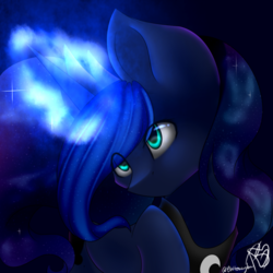 Size: 894x894 | Tagged: safe, artist:ohhoneybee, artist:prettyshinegp, princess luna, g4, female, magic, solo