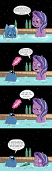 Size: 1280x4148 | Tagged: safe, artist:raph13th, starlight glimmer, trixie, pony, comic:glim glam and pals, g4, :t, bottle, cider, comic, dialogue, high res, hot tub, levitation, lidded eyes, magic, night, open mouth, smiling, stars, telekinesis