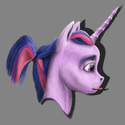 Size: 2255x2255 | Tagged: safe, artist:mackeroth, twilight sparkle, g4, alternate hairstyle, bust, female, high res, portrait, profile, solo, uncanny valley