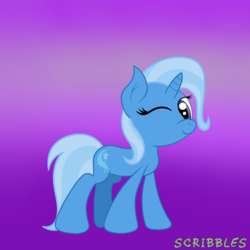 Size: 3000x3000 | Tagged: safe, artist:scribbles151, trixie, pony, unicorn, g4, female, high res, mare, one eye closed, smiling, solo, wink