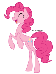 Size: 876x1163 | Tagged: safe, artist:basykail, pinkie pie, g4, concave belly, eyes closed, female, happy, lanky, rearing, simple background, skinny, solo, thin, transparent background
